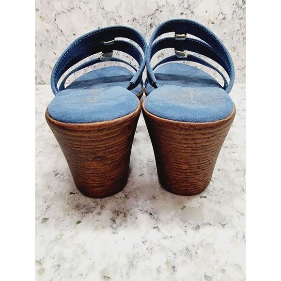 Contessa 8M Blue Suede Slip On Sandals 3" Heels US 8 EU 39 UK 5 - Picture 5 of 11